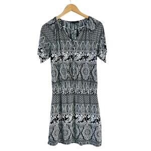 White House Black Market Printed Short Sleeve Dress Size 10